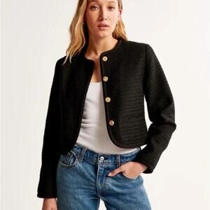 Abercrombie & Fitch Collarless Tweed Blazer Jacket size M